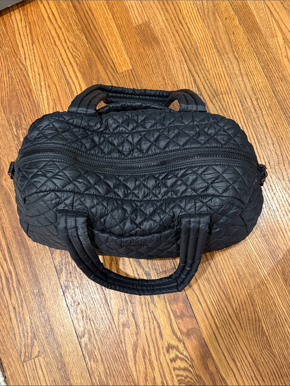 Like New MZ Wallace Jimmy Duffel Quilted Black Weekender Bag - Picture 3 of 4